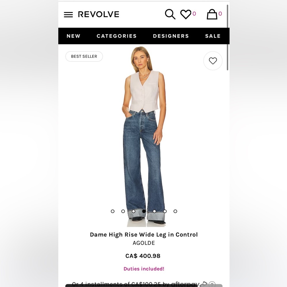 Agolde Blue Wide Leg Jeans